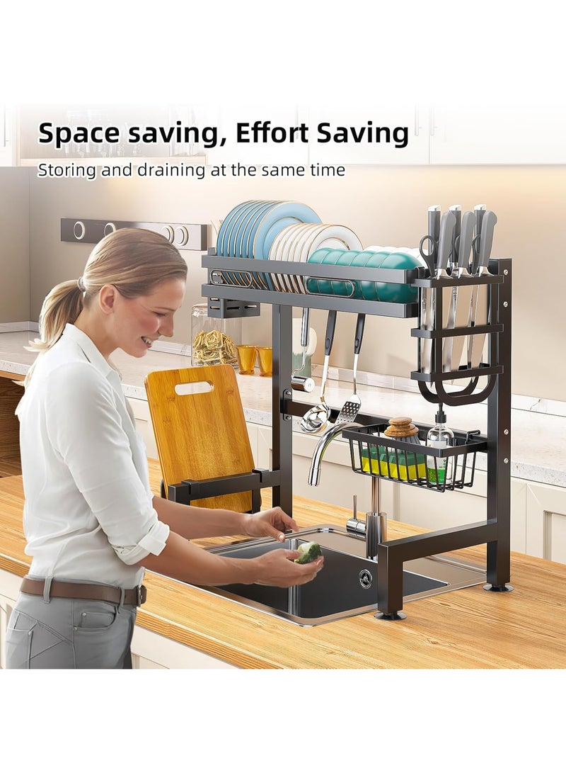 Bukela Dish Rack For Above The Sink,  Large-Capacity, Double-Tier Stainless Steel Draining Rack With Storage Compartments For Cutlery And Kitchen Utensils; Kitchen Storage And Organisation - Image 4